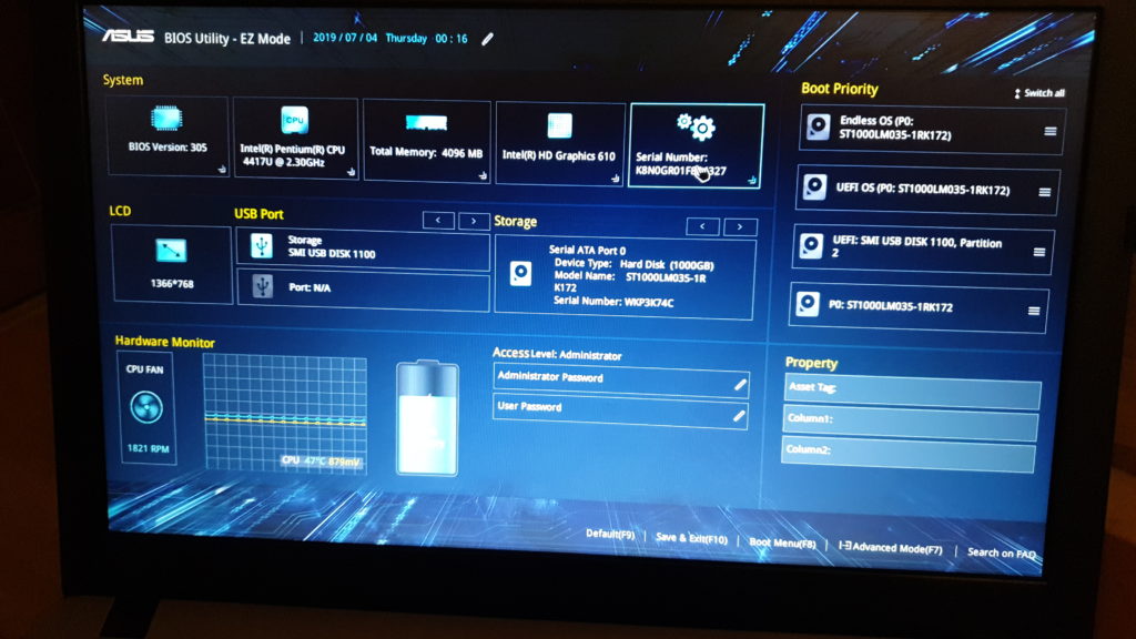 bios laptop asus vivobook x540UA