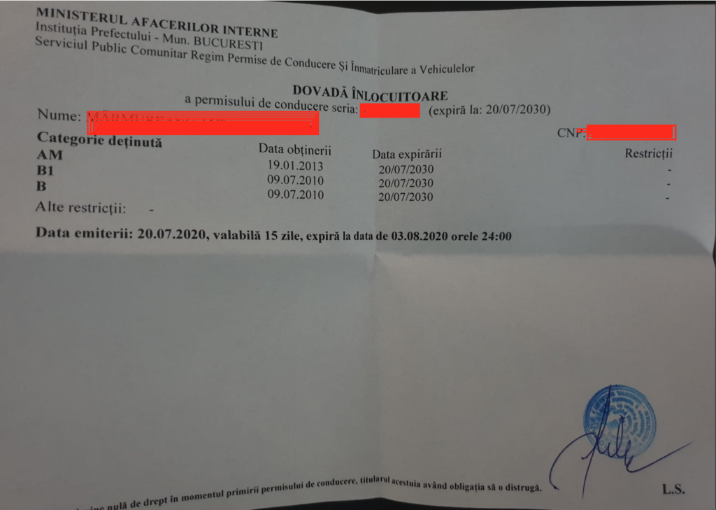 dovada inlocuitoare permis auto - marmureanu.ro